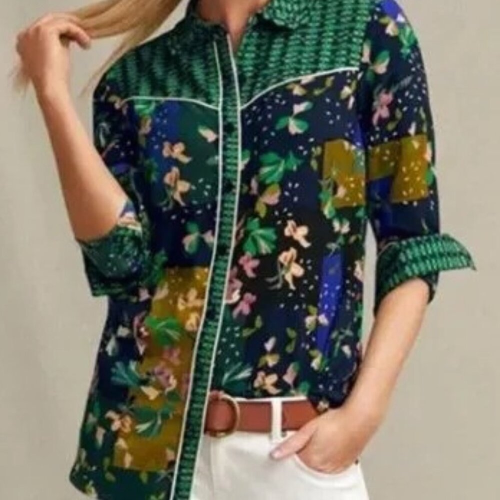 Cabi Floral Mixed Print Shirt m - Picture 10 of 10